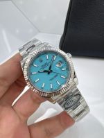 Clean Factory Rolex Datejust 41mm 3235 Movement 904L Steel Platinum Bezel Blue Face Men Watch